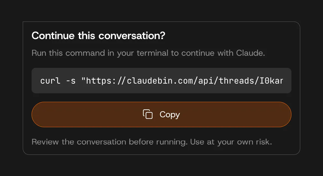 Continue conversation option in Claudebin