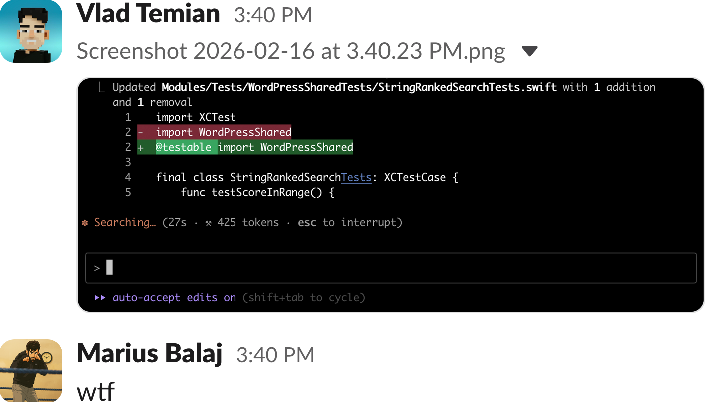 Slack conversation sharing a Claude Code session